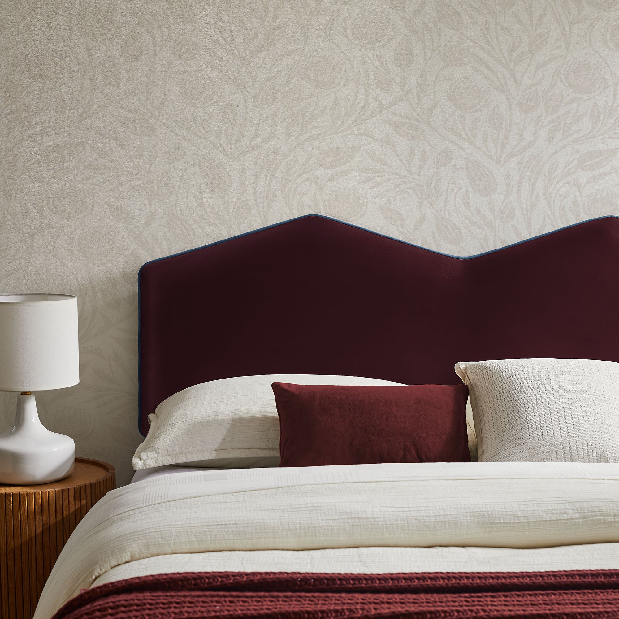 Cosette Performance Velvet King Size Headboard, Mulberry