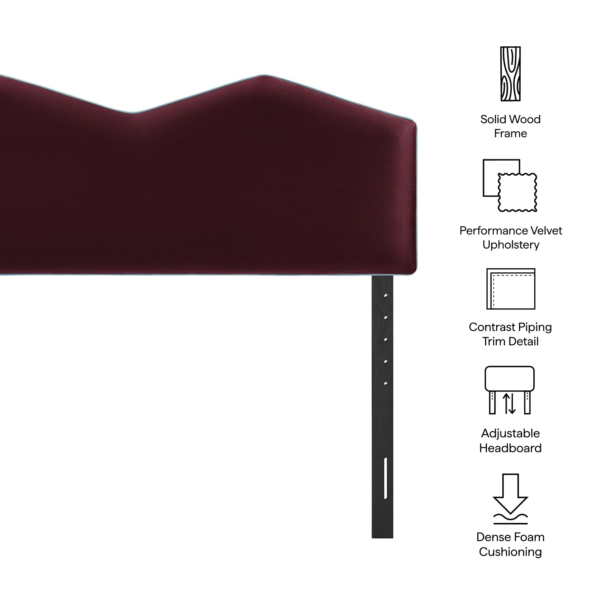 Cosette Performance Velvet King Size Headboard, Mulberry