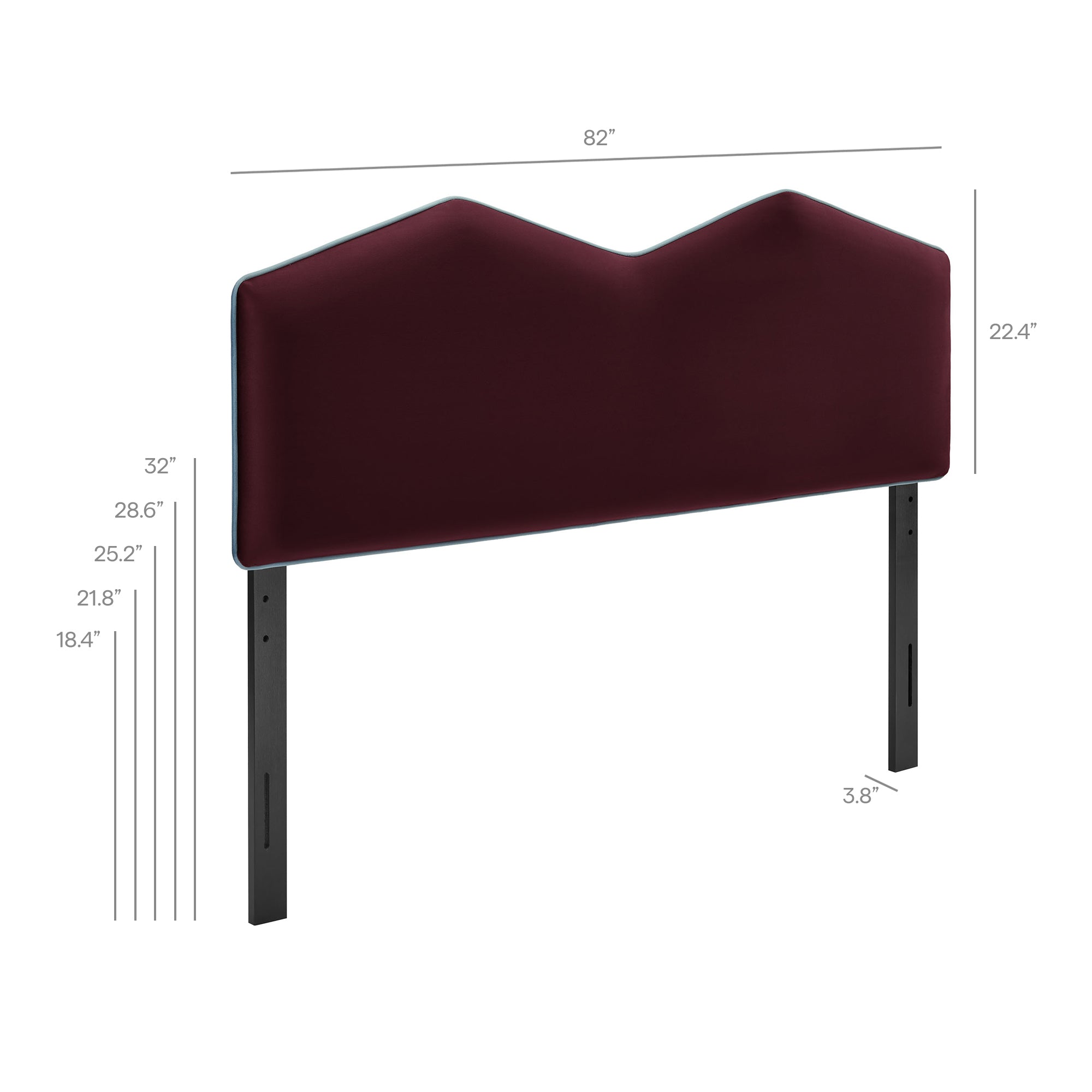 Cosette Performance Velvet King Size Headboard, Mulberry