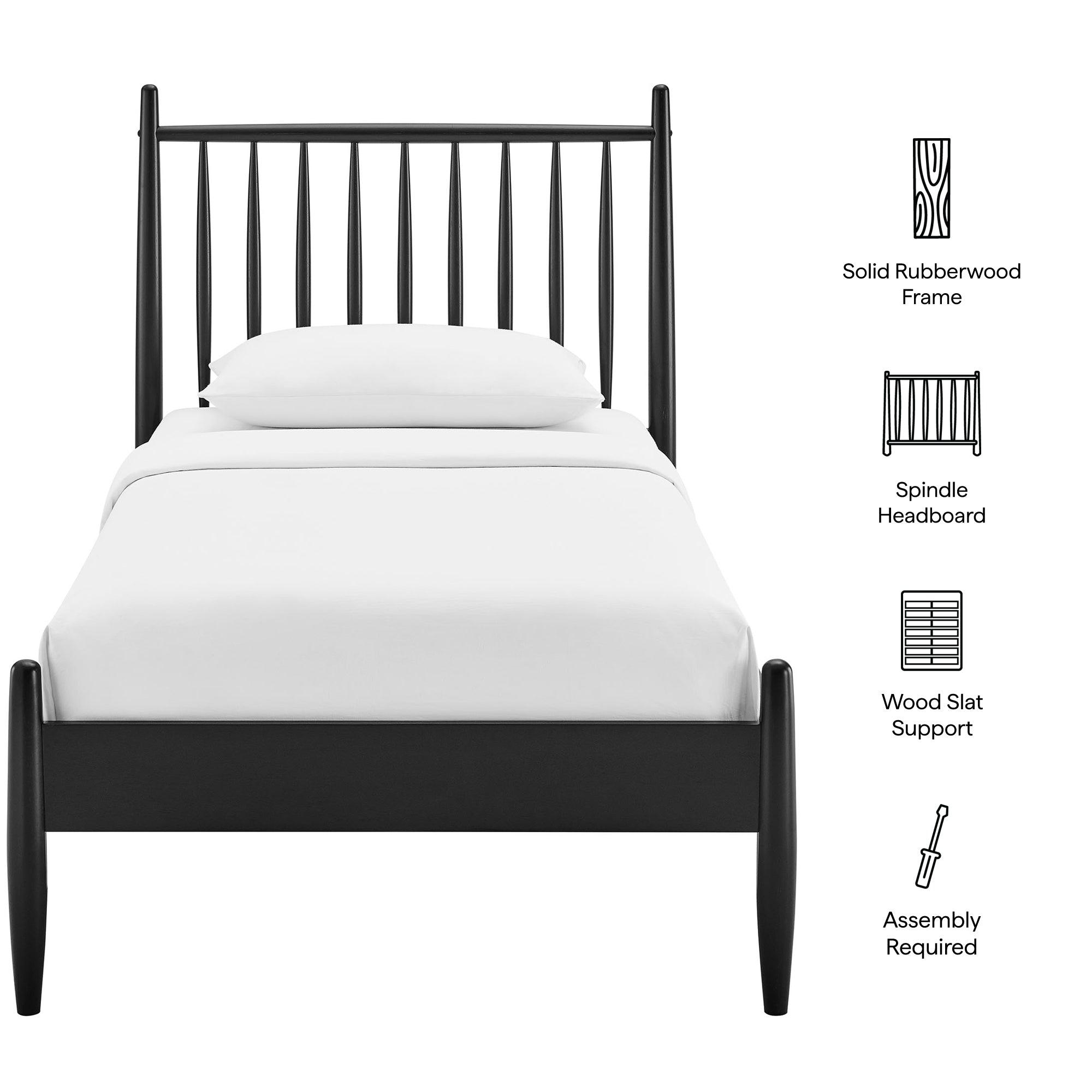 Zane Twin Size Spindle Bed Frame, Black