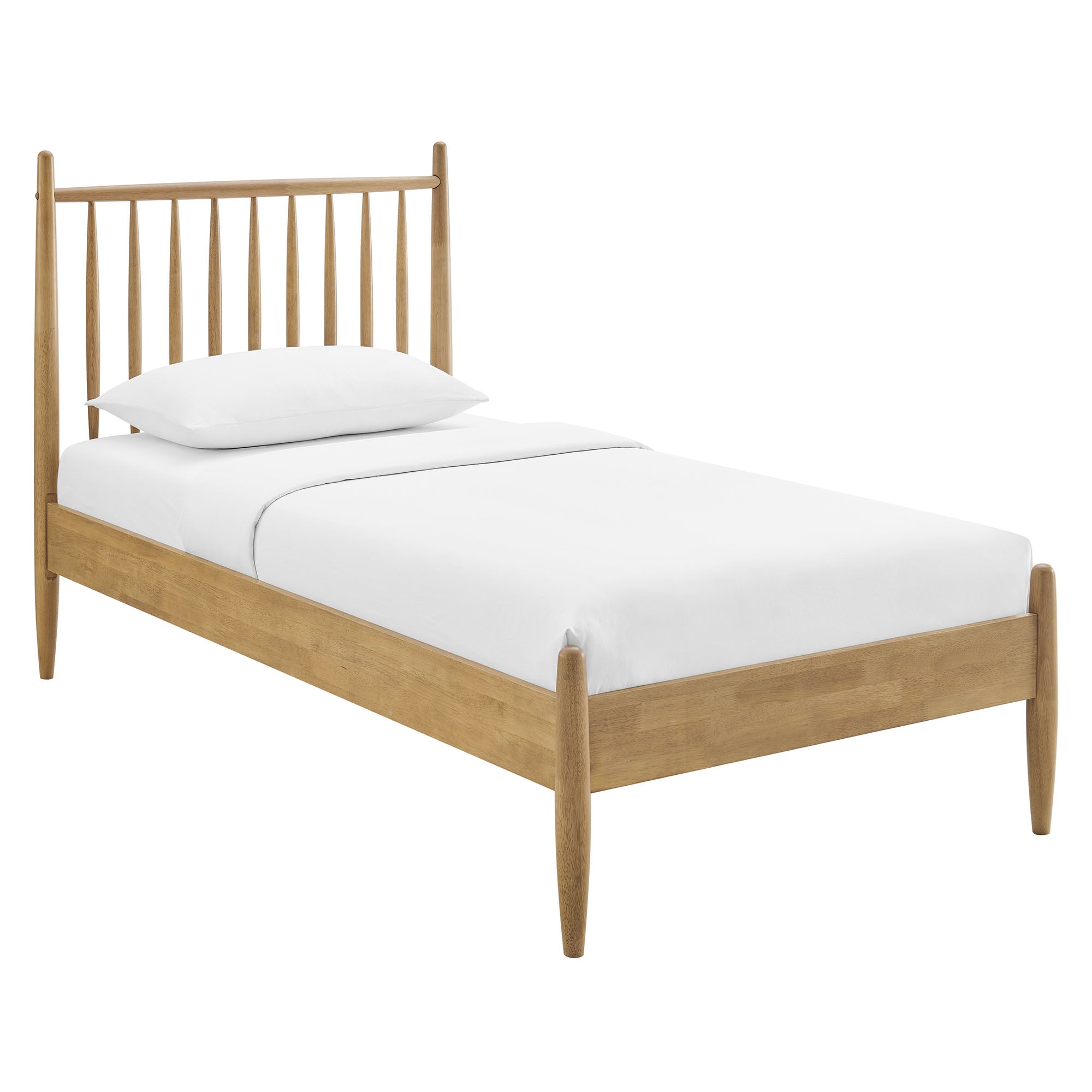 Zane Twin Size Spindle Bed Frame, Light Oak
