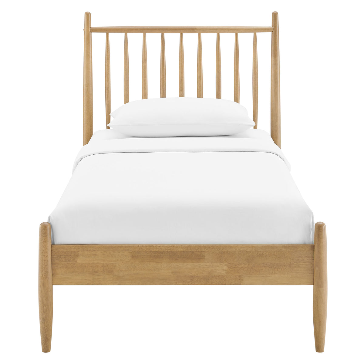 Zane Twin Size Spindle Bed Frame, Light Oak
