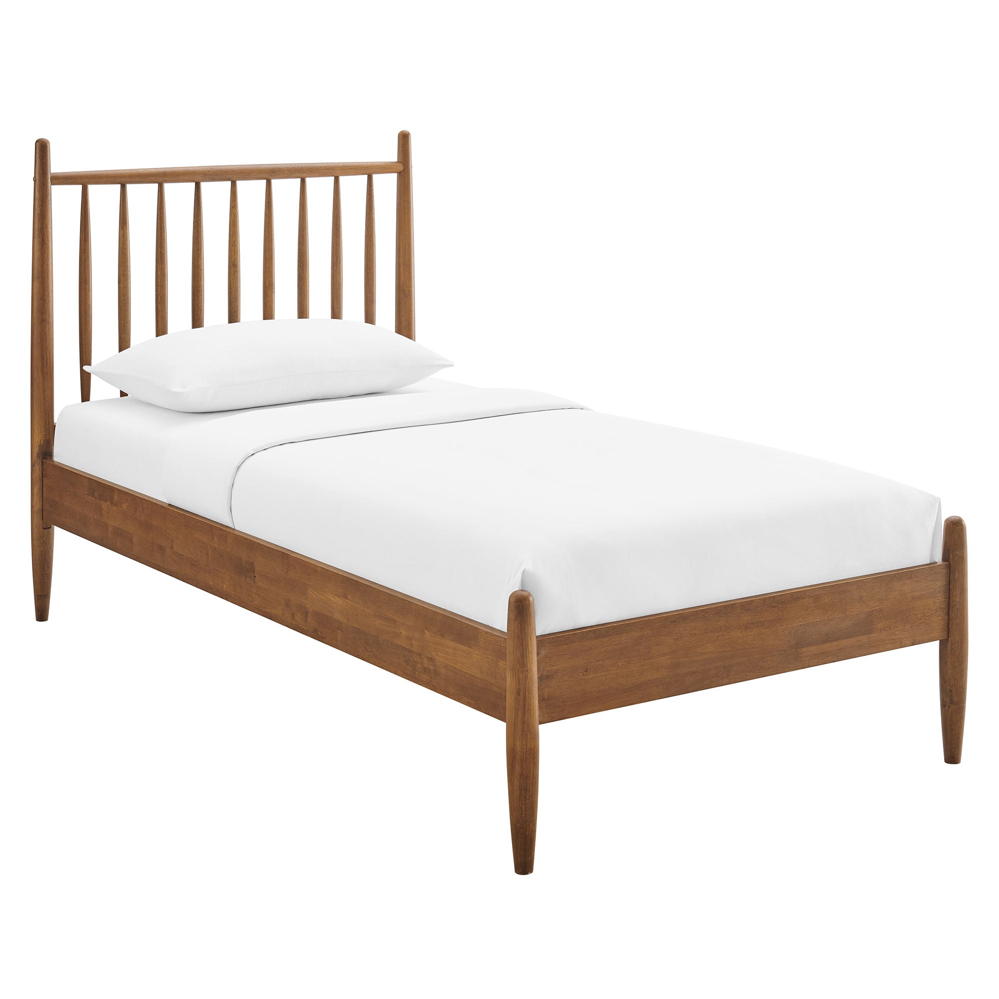 Zane Twin Size Spindle Bed Frame, Walnut