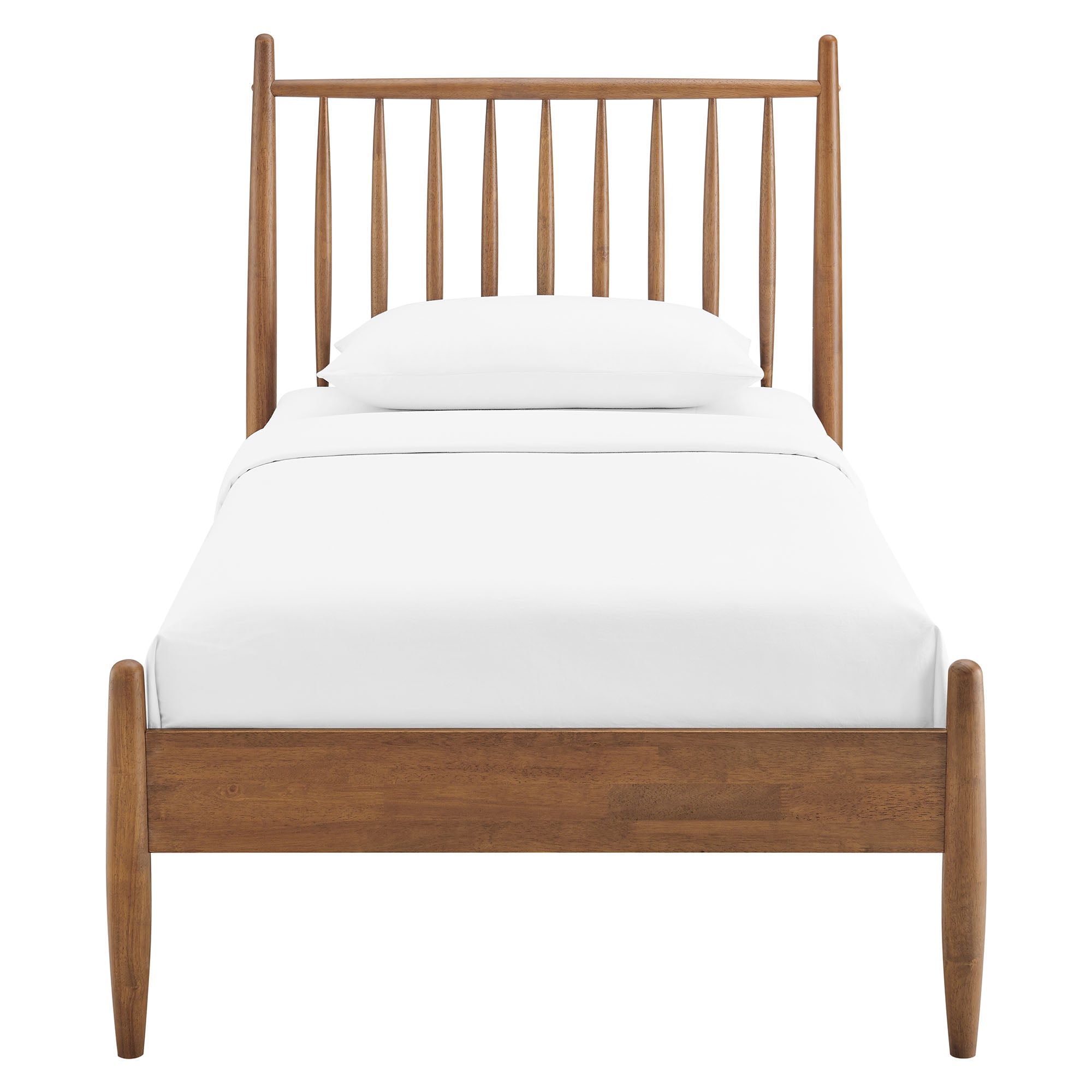 Zane Twin Size Spindle Bed Frame, Walnut