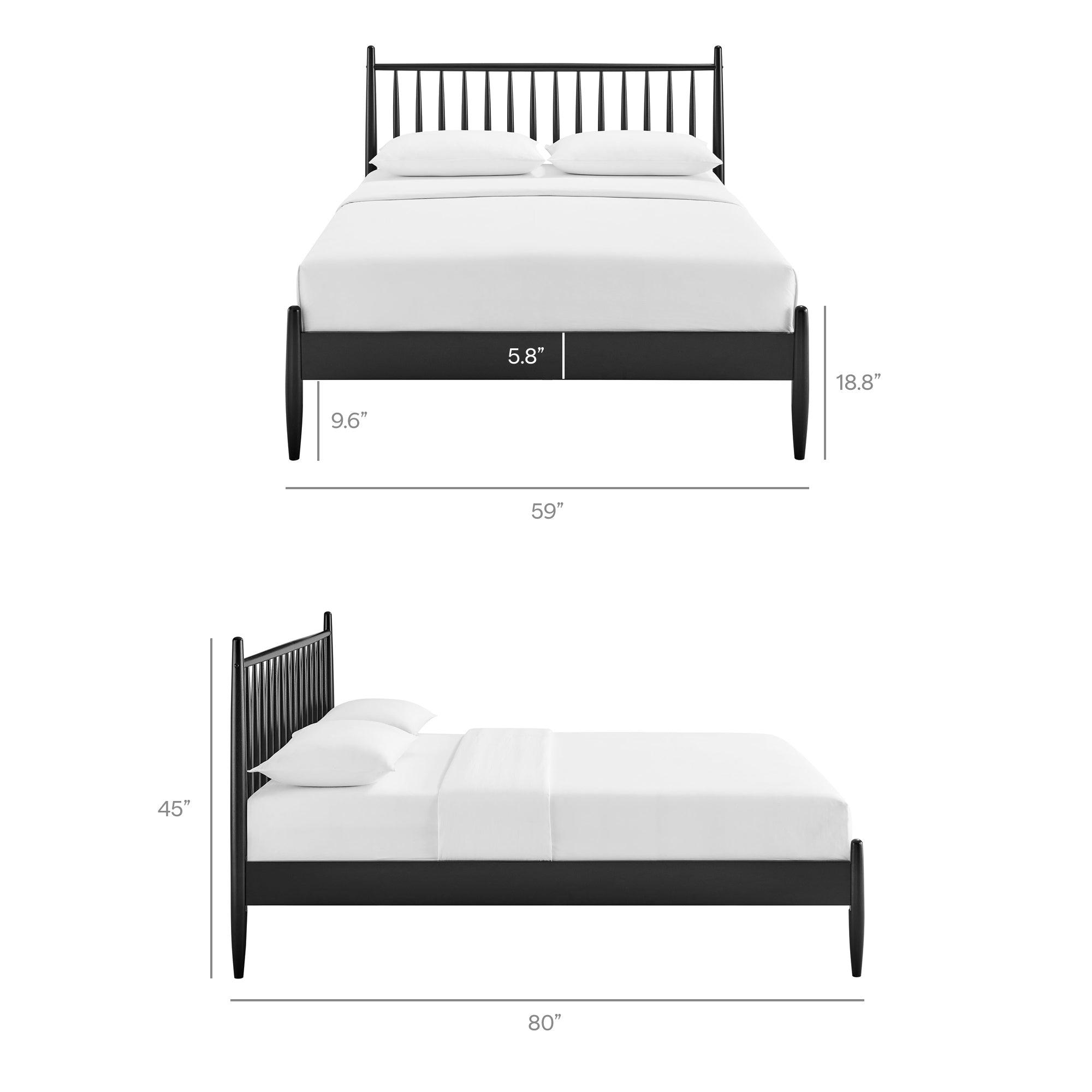 Zane Full Size Spindle Bed Frame, Black