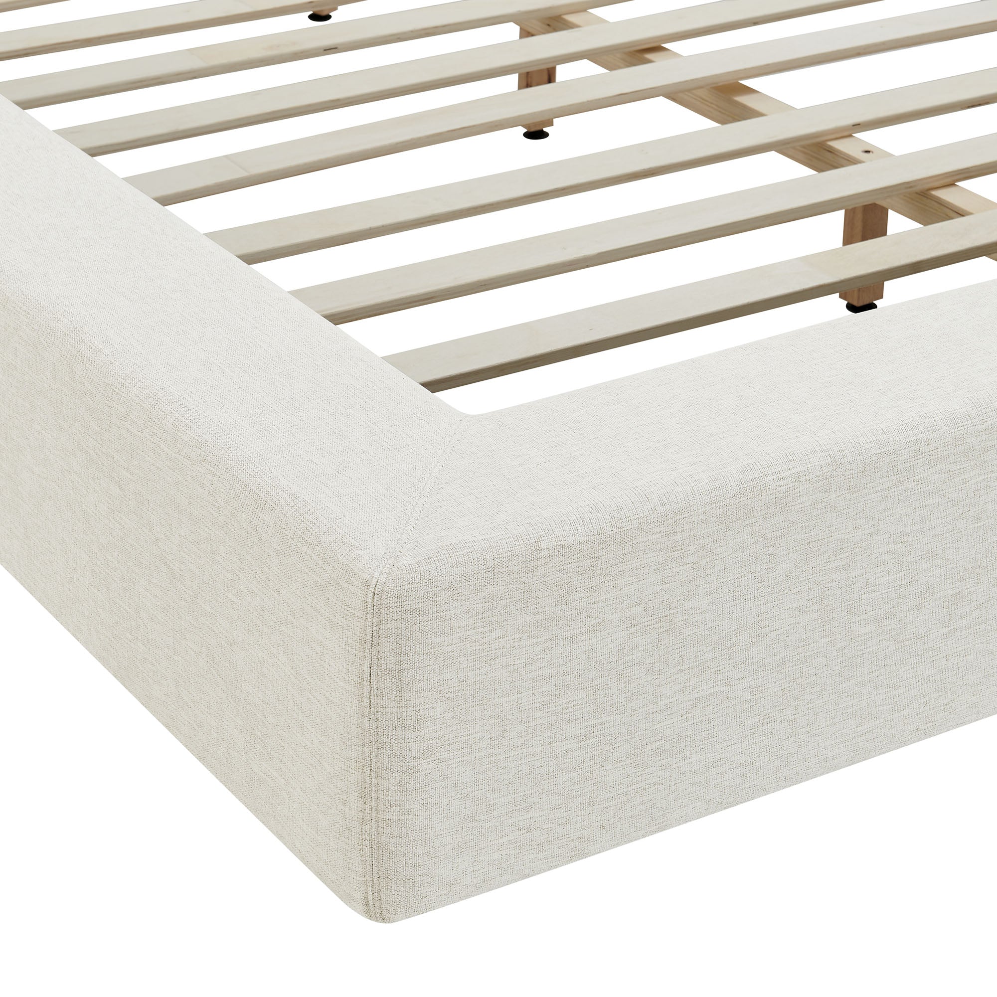 Luma Chenille Upholstered Queen Platform Bed Frame, Ivory Fabric