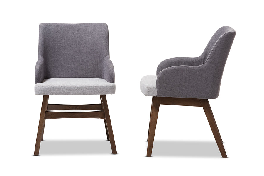 Monte Mid-Century Modern Two-Tone Grey Fabric Armchair (Set of 2)