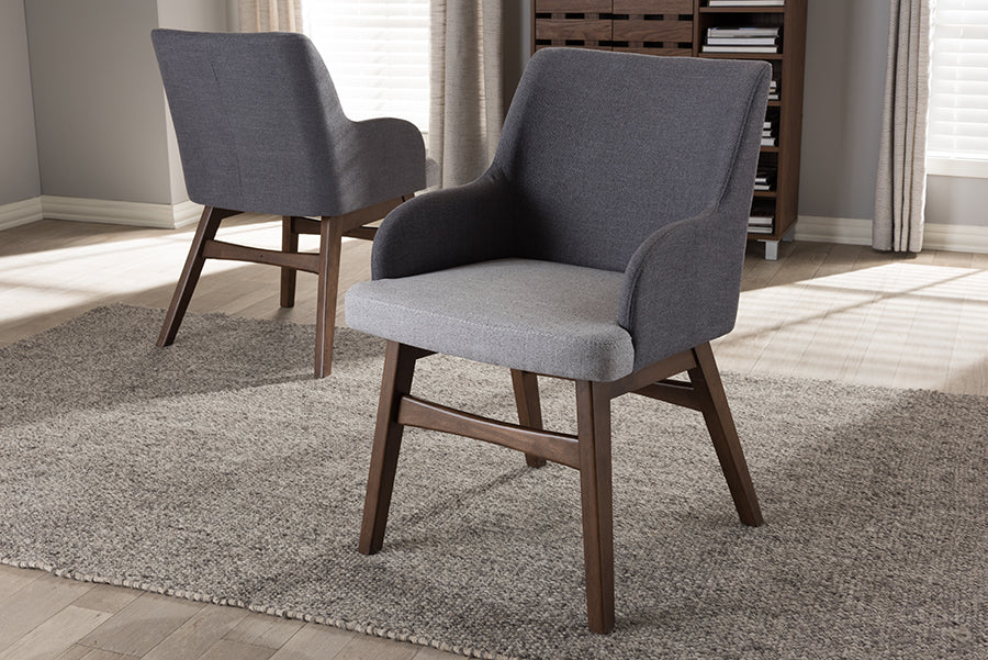 Monte Mid-Century Modern Two-Tone Grey Fabric Armchair (Set of 2)
