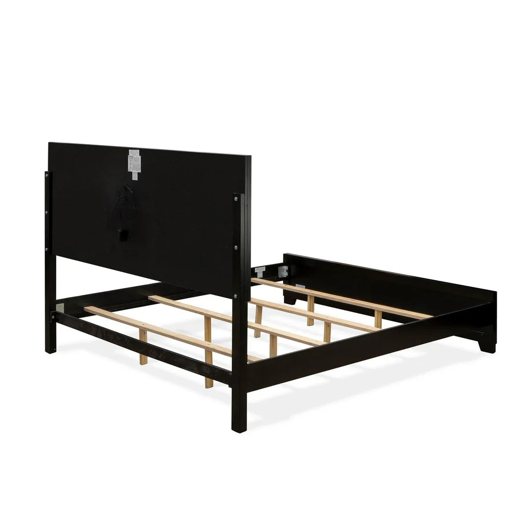 Xymera Nella King Size Black Faux Leather Bed Frame – Modern Button Tufted with LED Headboard