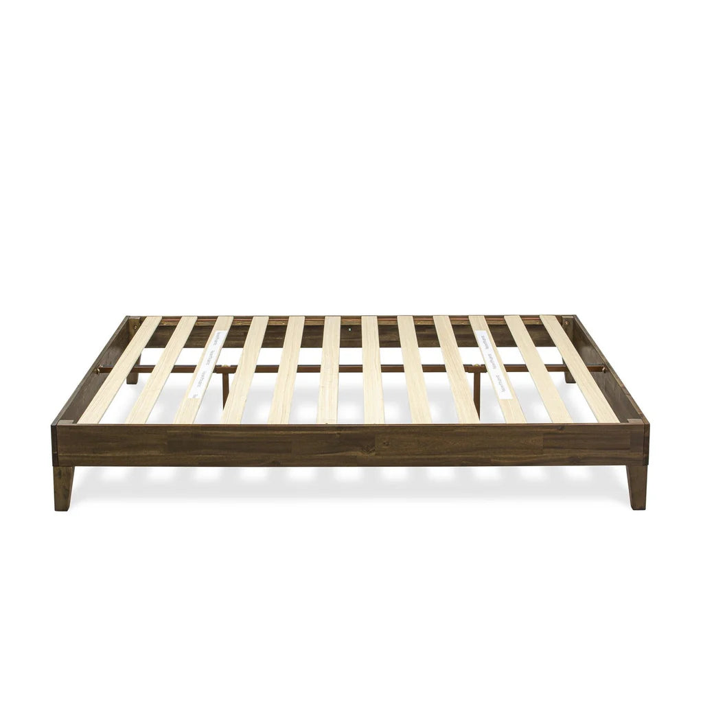 King Size Platform Bed Frame with 4 Hardwood Legs and 2 Extra Center Legs - Walnut Finish