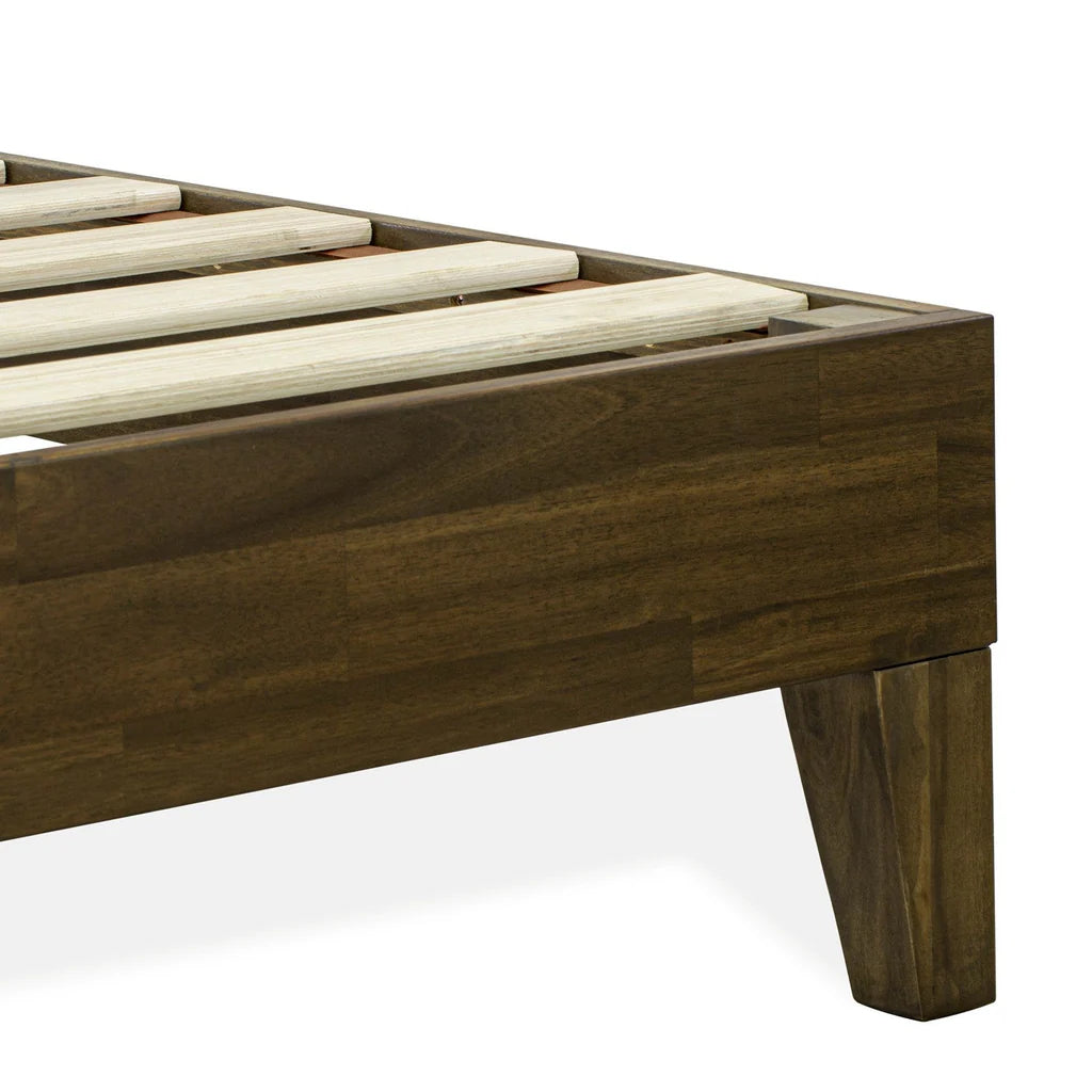 King Size Platform Bed Frame with 4 Hardwood Legs and 2 Extra Center Legs - Walnut Finish