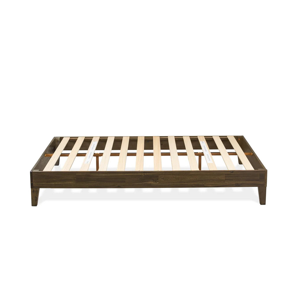 Queen Size Bed Frame with 4 Solid Wood Legs and 2 Extra Center Legs - Walnut Finish