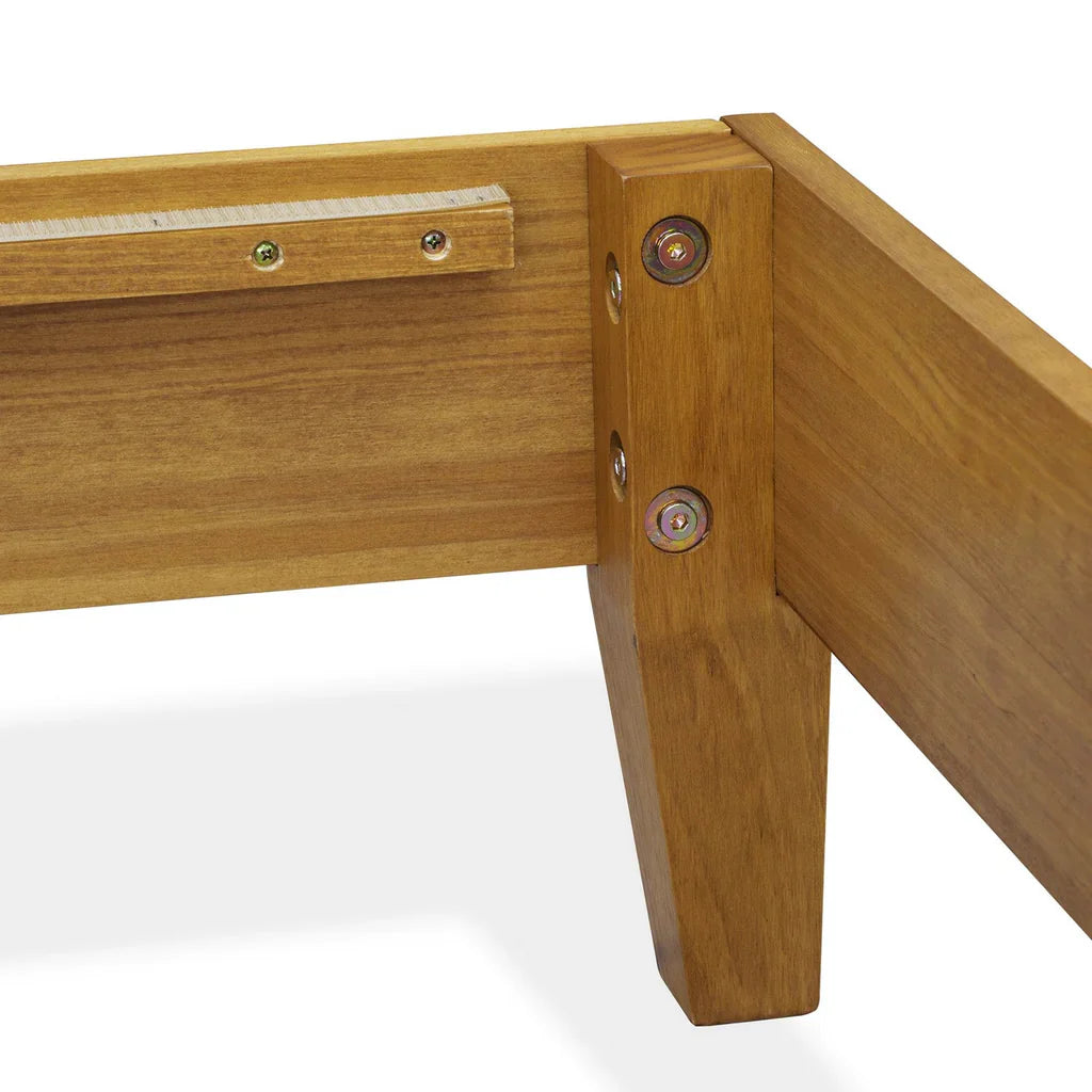 Roxi East West Furniture Full Size Oak Solid Wood Platform Bed Frame  6-Leg Support System with Slats