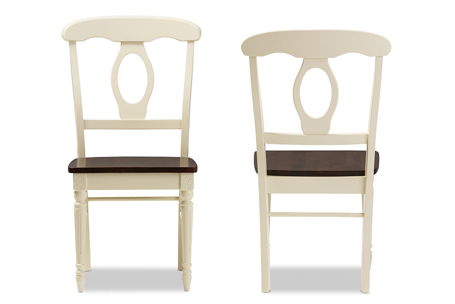 Napoleon French Country Cottage Buttermilk and "Cherry" Brown Finishing Wood 5-Piece Dining Set