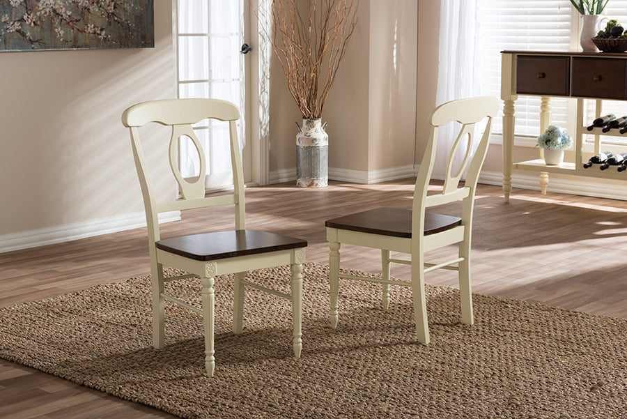 Napoleon French Country Cottage Buttermilk and "Cherry" Brown Finishing Wood Dining Chair