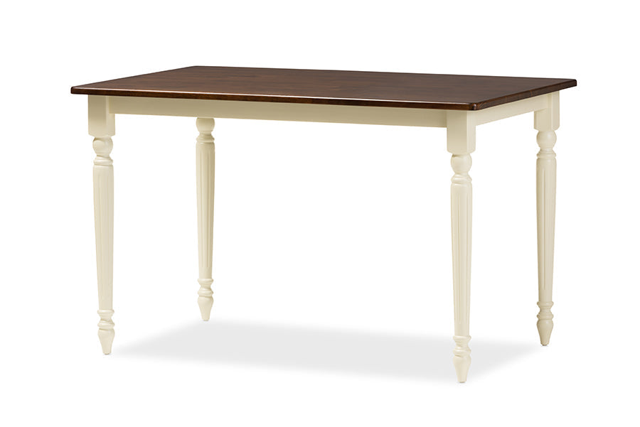 Napoleon French Country Cottage Buttermilk and "Cherry" Brown Finishing Wood Dining Table