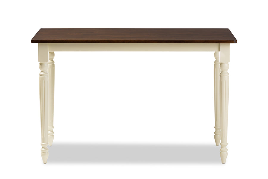 Napoleon French Country Cottage Buttermilk and "Cherry" Brown Finishing Wood Dining Table