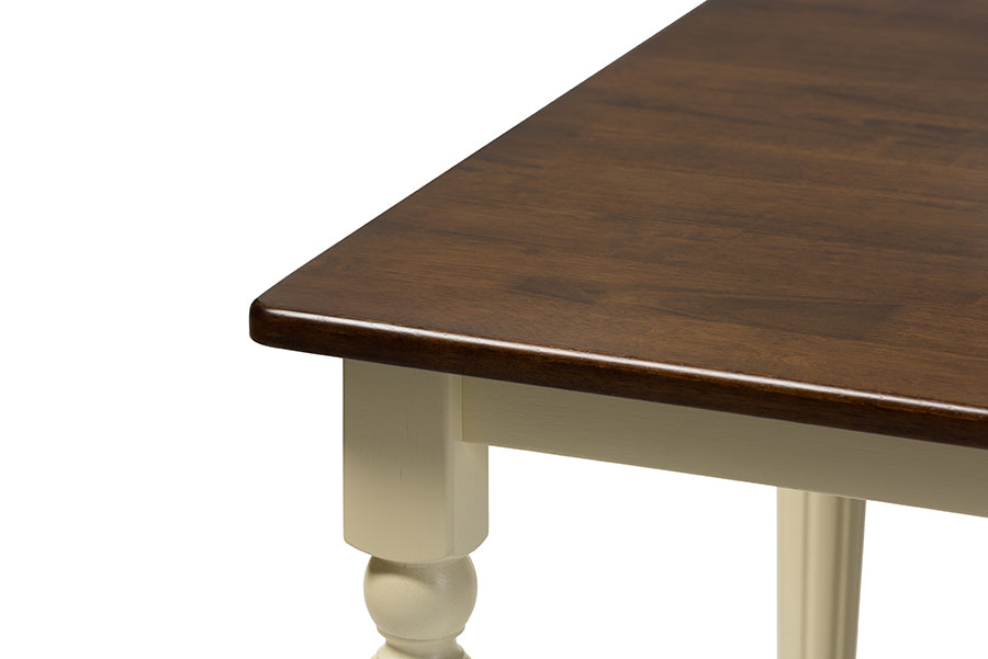 Napoleon French Country Cottage Buttermilk and "Cherry" Brown Finishing Wood Dining Table