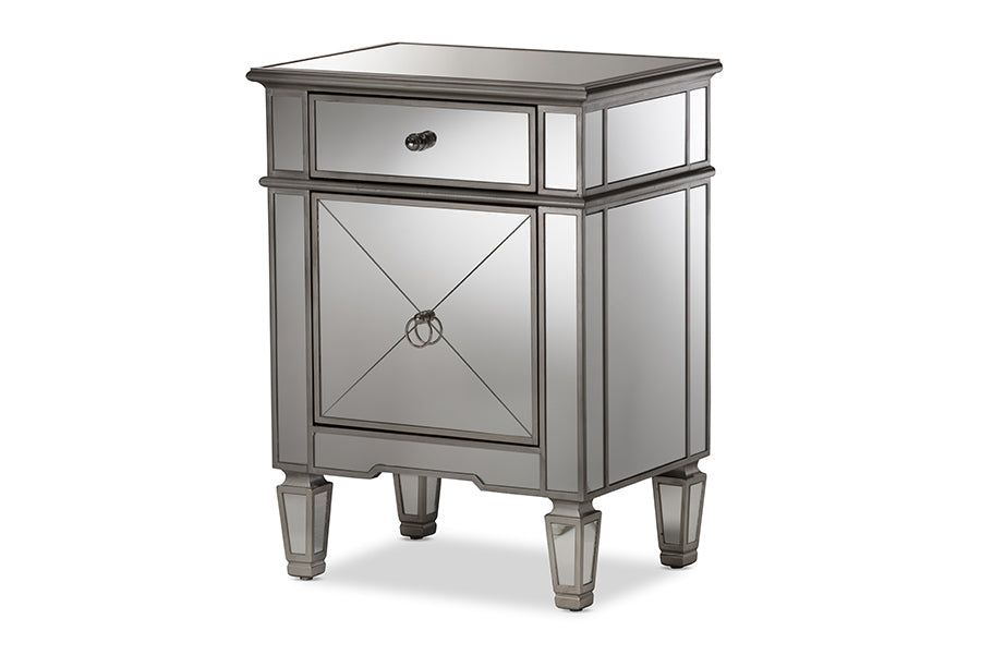 Claudia Hollywood Regency our Style Mirrored End Table