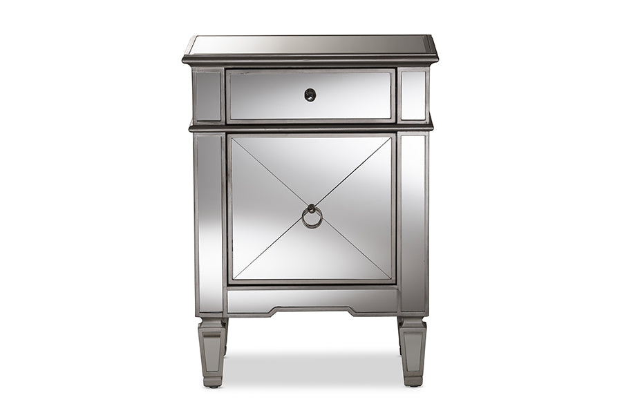Claudia Hollywood Regency our Style Mirrored End Table
