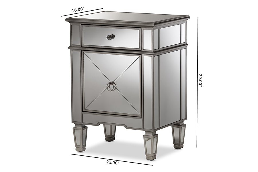 Claudia Hollywood Regency our Style Mirrored End Table