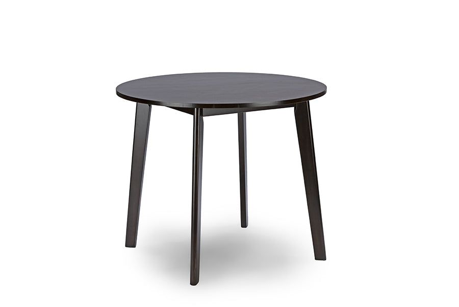 Debbie Mid-Century Dark Brown Wood Round Dining Table
