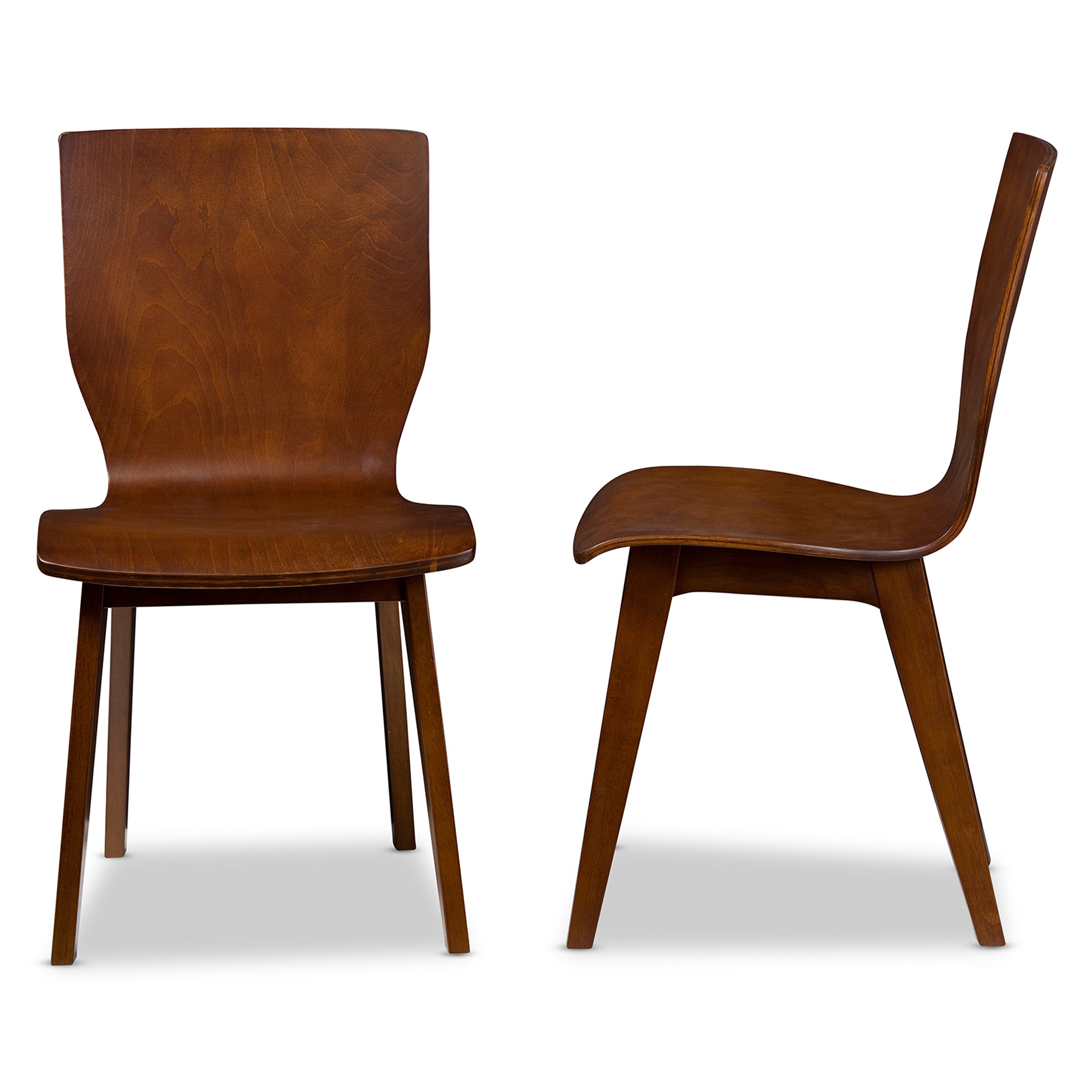 Baxton Studio Elsa Mid-century Modern Scandinavian Style Dark Walnut Bent Wood Dining Chair (Set of 2)