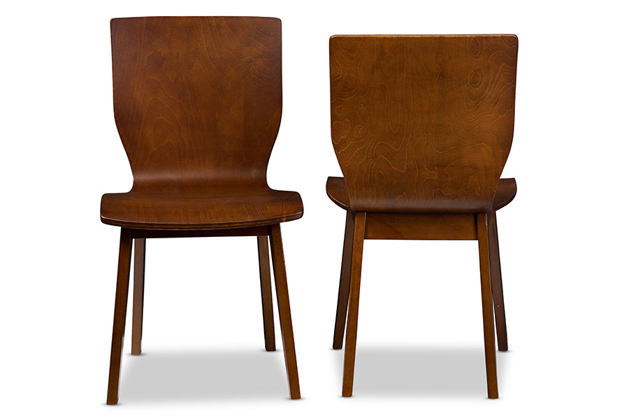 Elsa Mid-century Modern Scandinavian Style Dark Walnut Bent Wood Dining Chair (Set of 2)