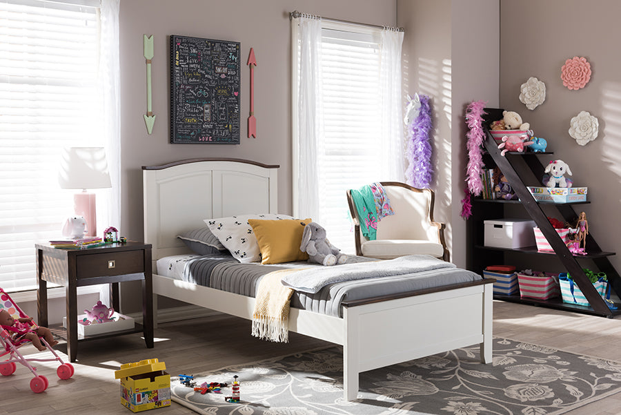 Harry Classic Butter Milk And Walnut Finishing Twin Size Platform Bed