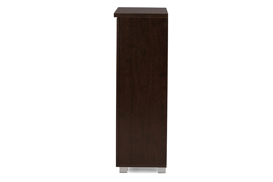 Adalwin Modern and Contemporary 2-Door Dark Brown Wooden Entryway Shoes Storage Cabinet