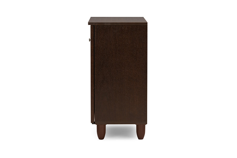 Winda Modern and Contemporary 2-Door Dark Brown Wooden Entryway Shoes Storage Cabinet