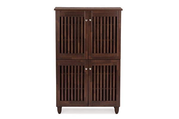 Fernanda Modern and Contemporary 4-Door Brown Wooden Entryway Shoes Storage Tall Cabinet