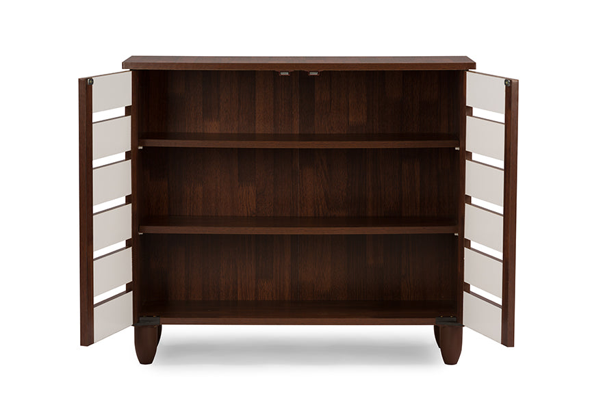 Gisela Oak and White 2-tone Shoe Cabinet With 2 Doors