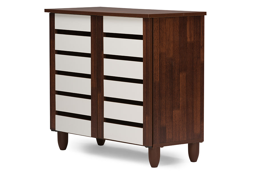 Gisela Oak and White 2-tone Shoe Cabinet With 2 Doors