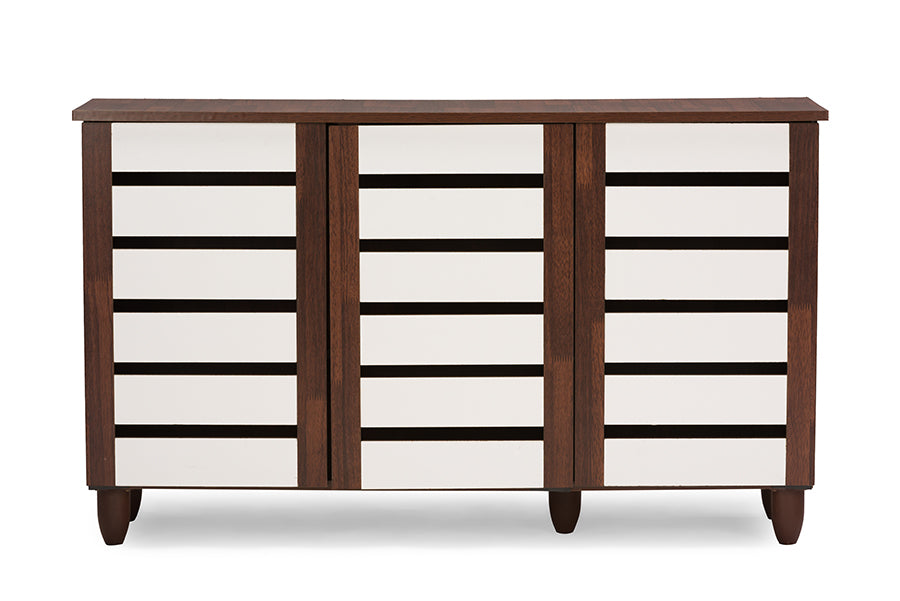 Gisela Oak and White 2-tone Shoe Cabinet With 3 Doors