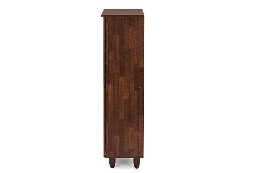 Gisela Oak and White 2-tone Shoe Cabinet With 4 Door