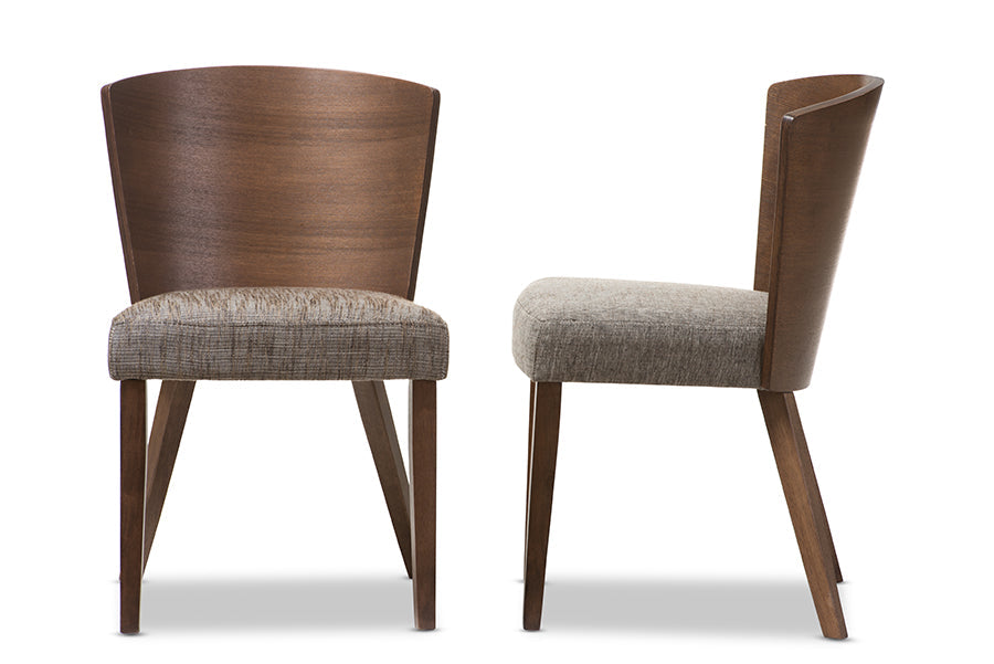 Sparrow Brown and "Gravel" Wood Modern Dining Chair (Set of 2)