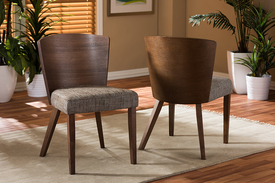 Sparrow Brown and "Gravel" Wood Modern Dining Chair (Set of 2)