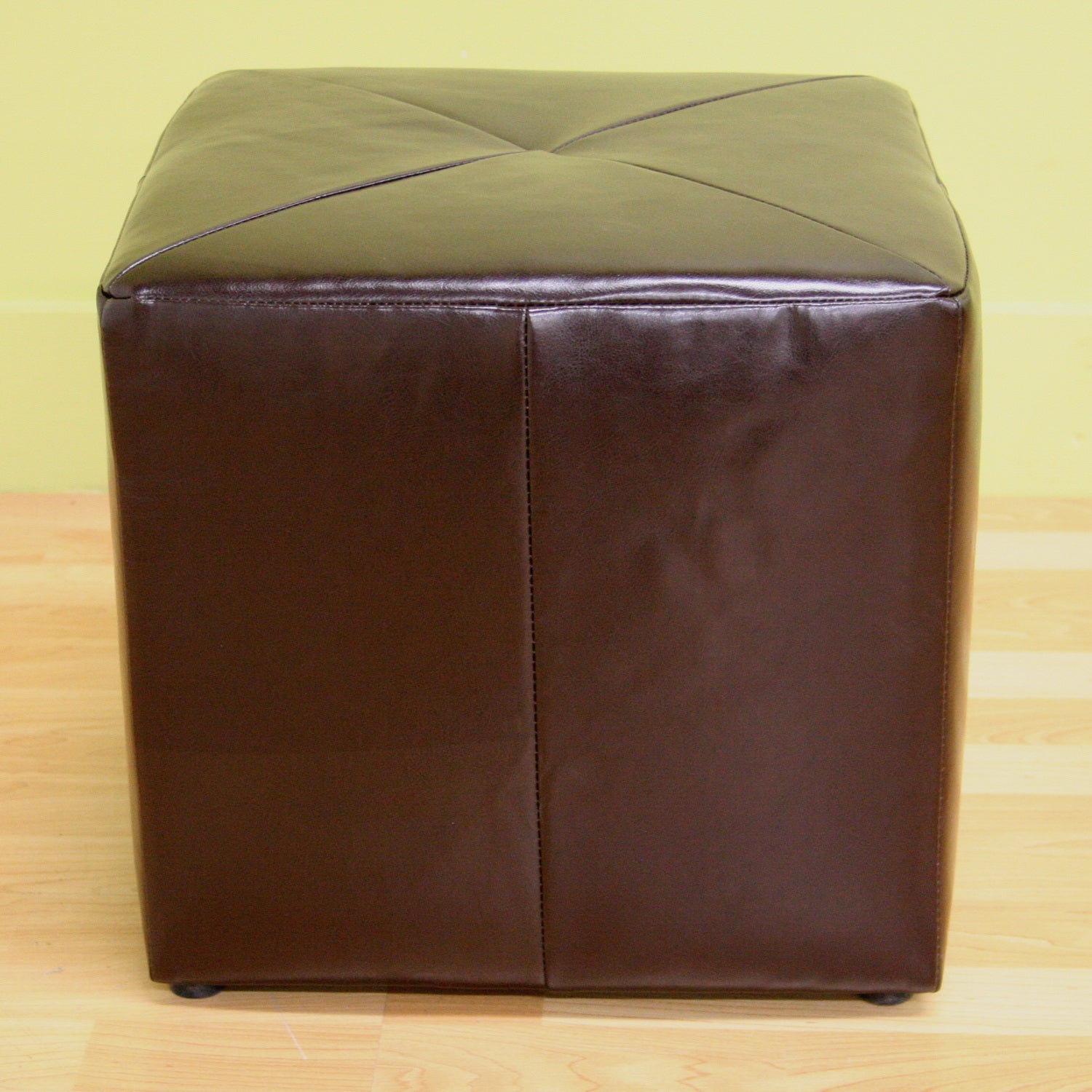 Brown Bonded Leather Ottoman