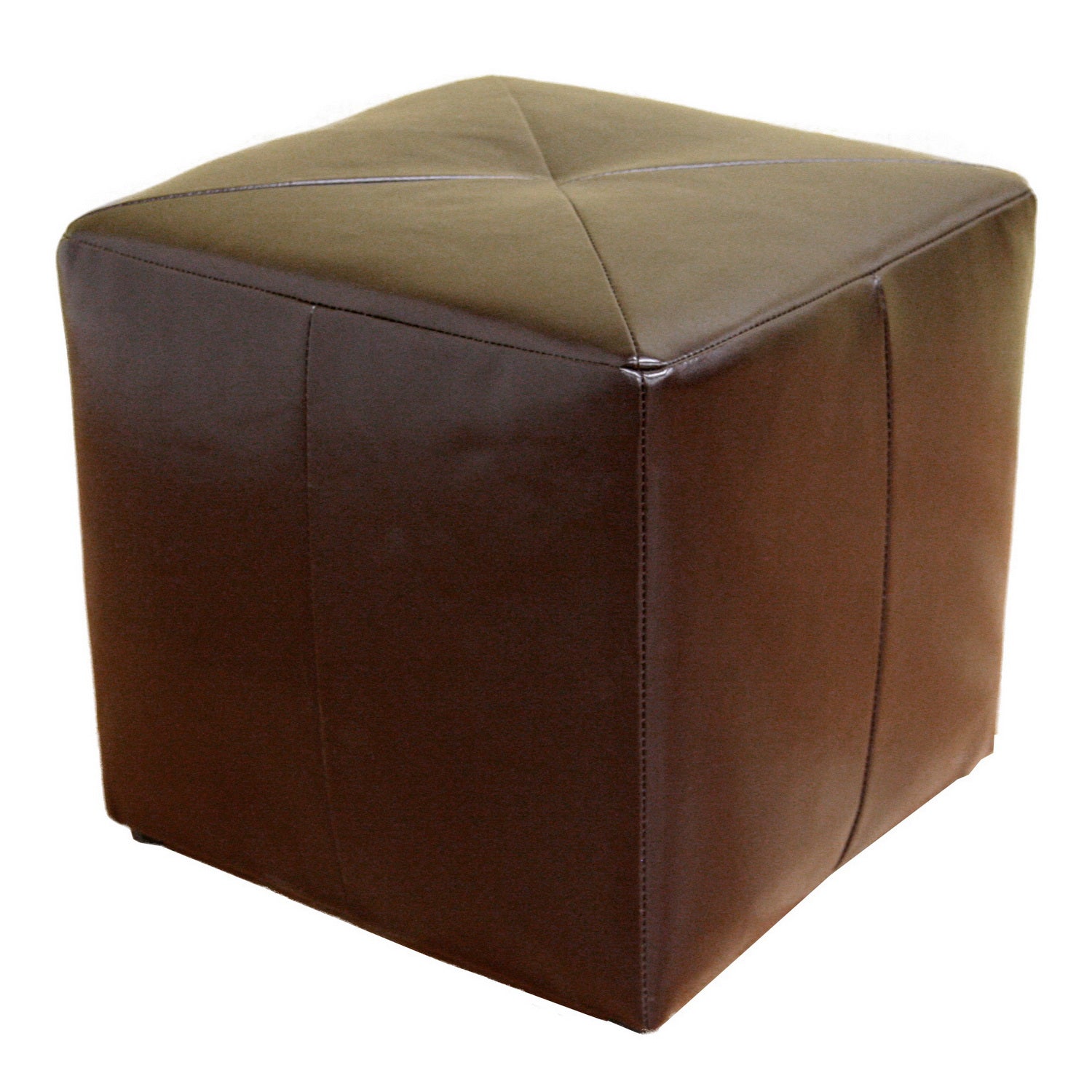 Brown Bonded Leather Ottoman