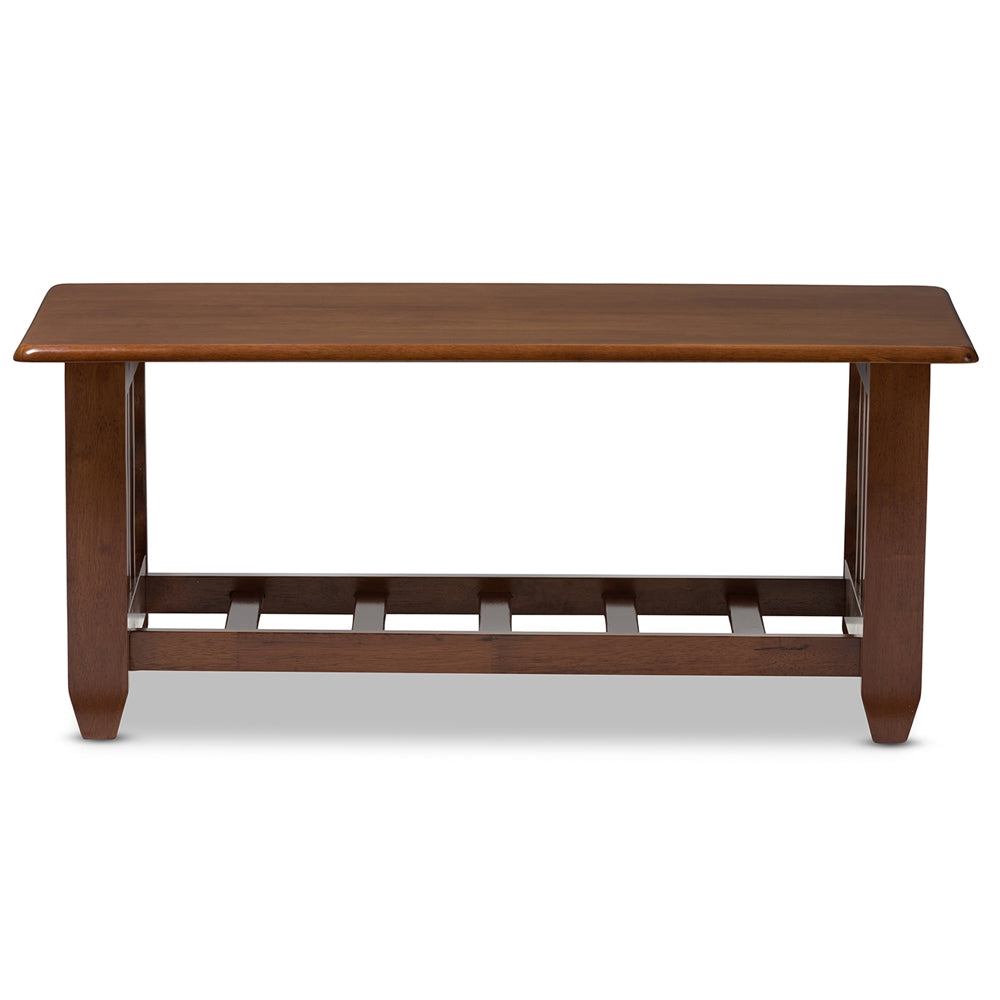 Larissa Modern Classic Mission Style Cherry Finished Brown Wood Living Room Occasional Coffee Table