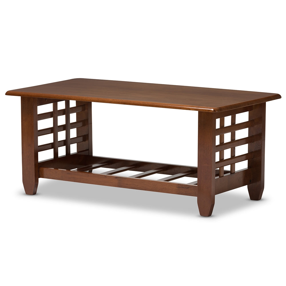 Larissa Modern Classic Mission Style Cherry Finished Brown Wood Living Room Occasional Coffee Table
