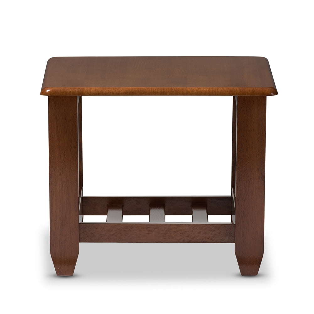 Larissa Modern Classic Mission Style Cherry Finished Brown Wood Living Room Occasional End Table