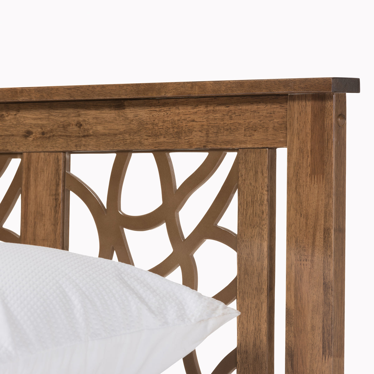 Trina Contemporary Tree Branch Inspired Walnut Wood King Size Platform Bed