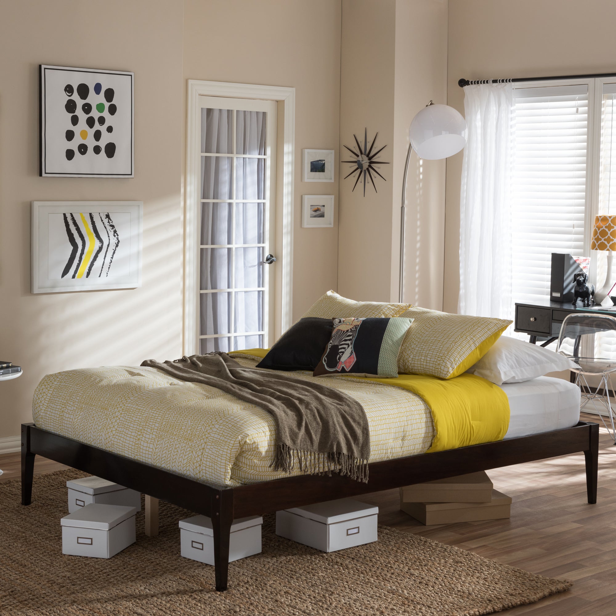 Bentley Cappuccino Finishing Solid Wood Queen Size Bed Frame