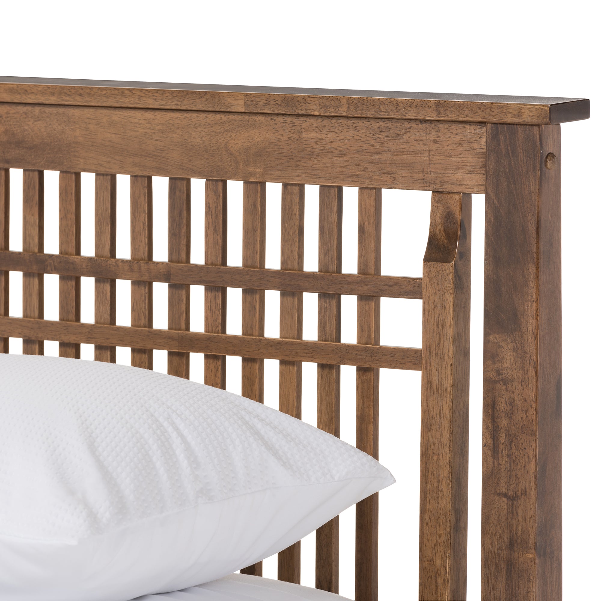 Loafey Solid Walnut Wood Window-Pane Style Queen Size Platform Bed