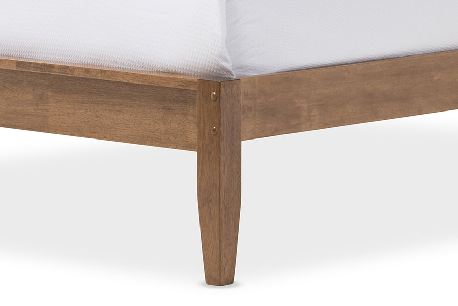 Loafey Solid Walnut Wood Window-Pane Style Queen Size Platform Bed