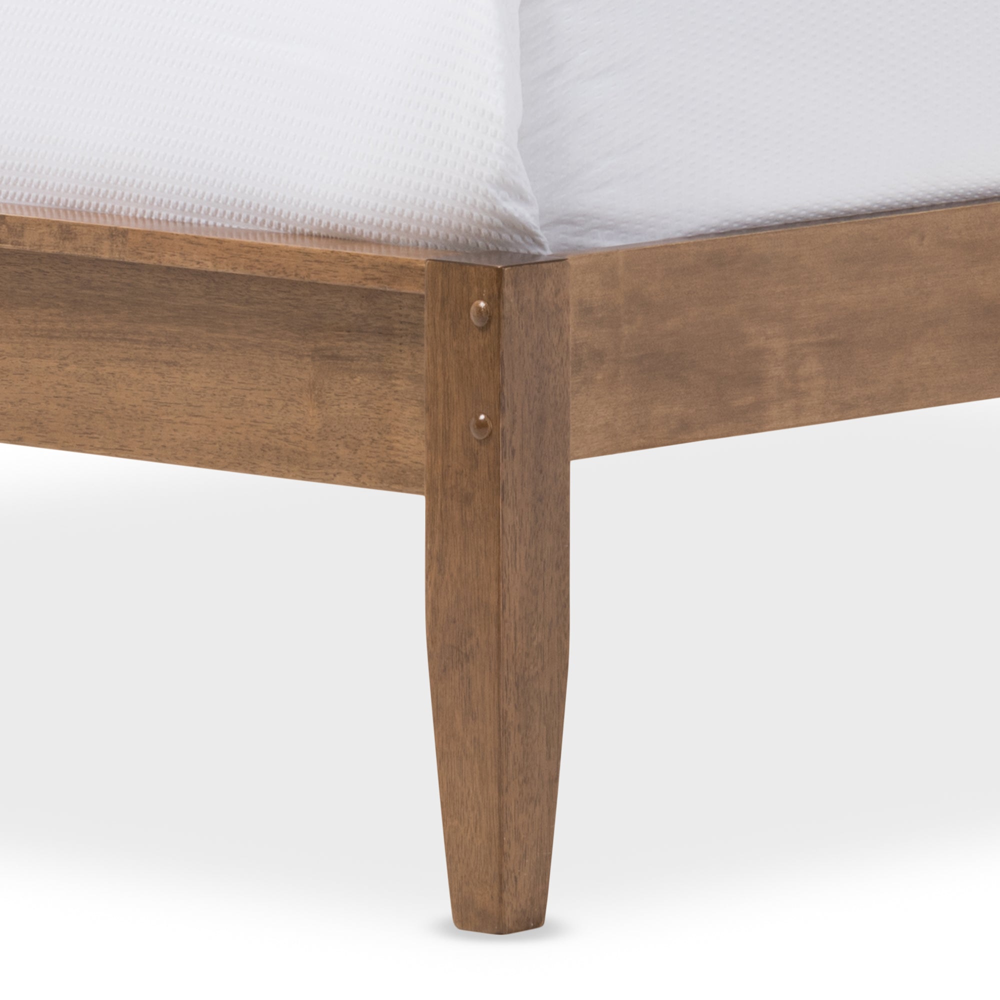 Loafey Solid Walnut Wood Window-Pane Style Queen Size Platform Bed