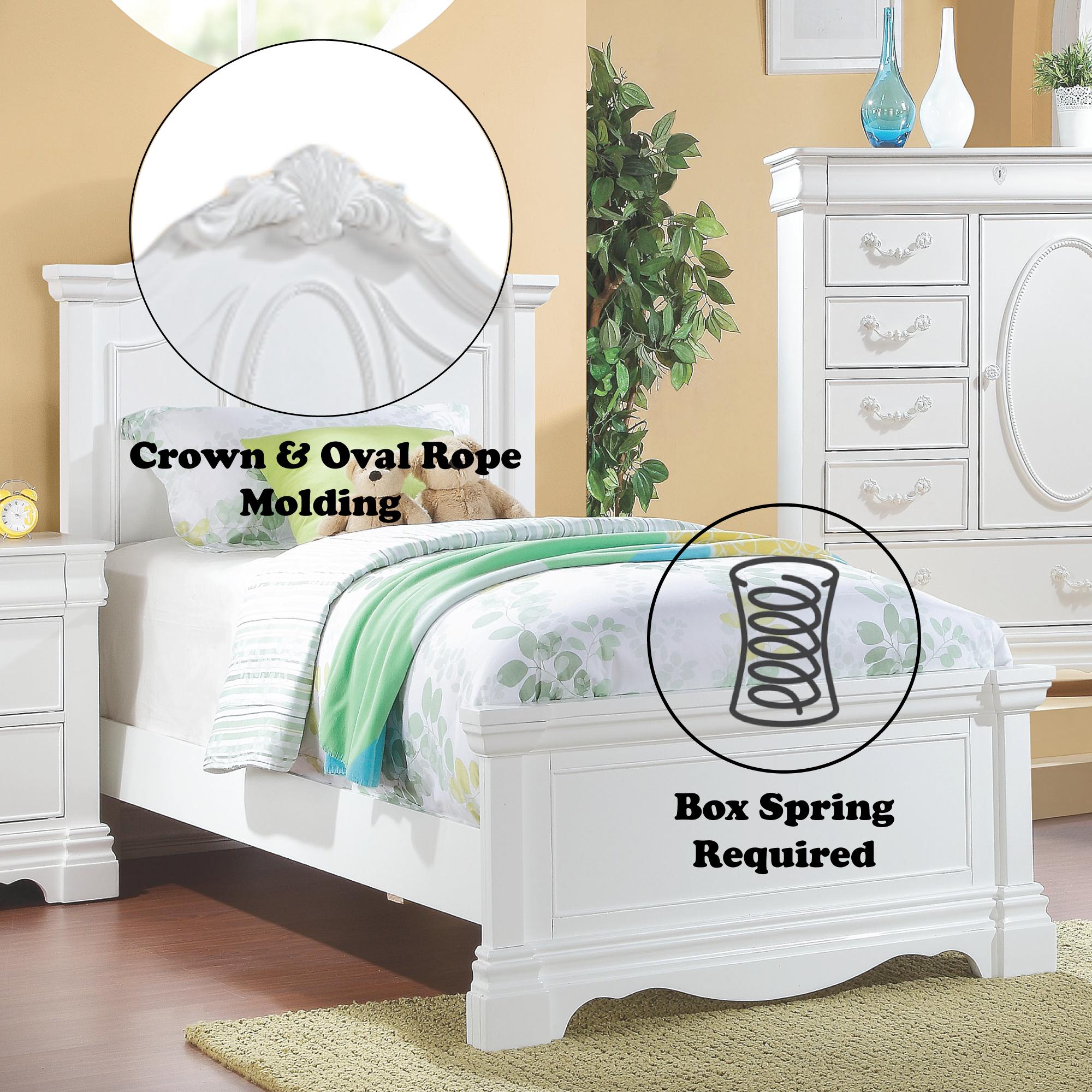 Zara Estrella Twin Size White Bed – Panel Headboard & Footboard Wooden Frame