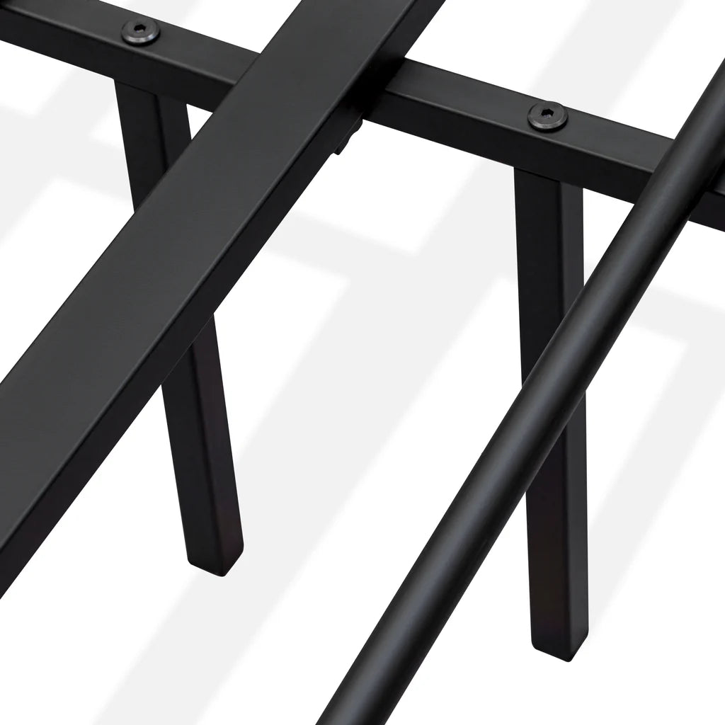 Tyler Queen Platform Bed with 9 Metal Legs - Magnificent Bed in Powder Coating Black Color